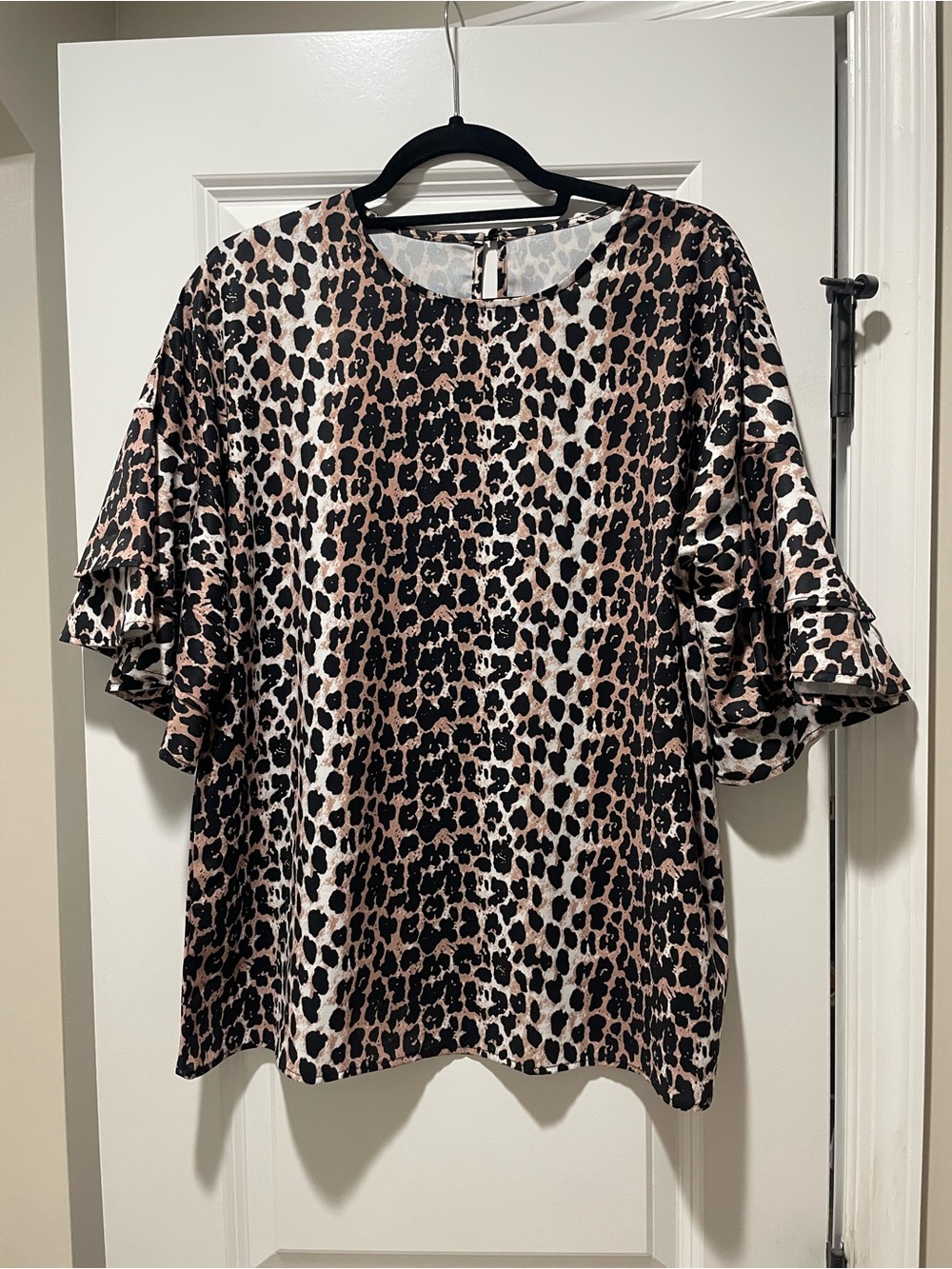 Amazon Leopard Print Ruffle Sleeve Blouse